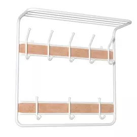 Вешалка настенная 8 крючков, 2-х ярусная, с полкой, 60х22х57.5 см, сталь, ЗМИ, ВСП 22В Б, белая