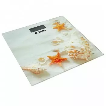 Весы напольные электронные, Delta, D-9226/1 Ракушки, стекло, до 180 кг, 30х30 см, LCD-дисплей