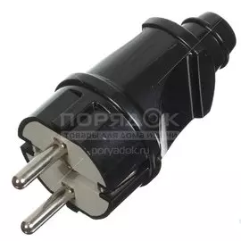 Вилка прямая, с заземлением, 16 А, 250 В, черная, TDM Electric, SQ1806-0004