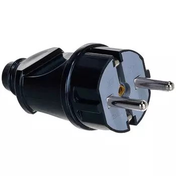 Вилка прямая, без заземления, 16 А, IP20, 250 В, еврослот, черная, UNIVersal, A1010