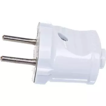 Вилка прямая, без заземления, 6 А, IP20, 250 В, еврослот, белая, UNIVersal, А113