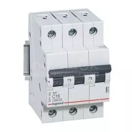 Выключатель автоматический модульный на DIN-рейку, Legrand, RX3, 3 полюса, 16 А, 4.5 кА, С, 400 В, 419708