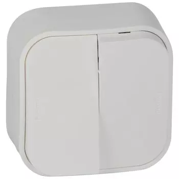 Выключатель двухклавишный, 10 А, IP20, белый, Legrand, Quteo, 782202