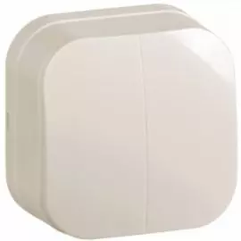 Выключатель открытой установки, двухклавишный, 10 А, 250 В, пластик, IP20, кремовый, IEK, ВС20-2-0-ХК Glory, EVH20-K33-10