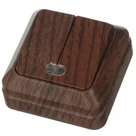 Выключатель открытой установки, двухклавишный, без заземления, 10 А, подсветка, IP20, бук, TDM Electric, Ладога, SQ1801-0030