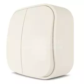 Выключатель открытой установки, двухклавишный, без заземления, кремовый, Quel, Flos, 4202-0020-00202