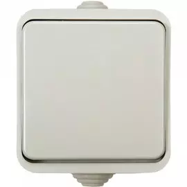 Выключатель открытой установки, одноклавишный, 10 А, 230 В, пластик, IP44, белый, полугерметичный, 3100, In Home, Aqua, 4690612000428