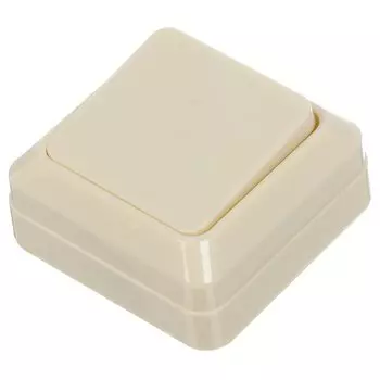 Выключатель открытой установки, одноклавишный, без заземления, 10 А, ABS пластик, IP20, слоновая кость, UNIVersal, Олимп, Б-О0021