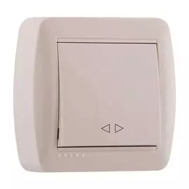 Выключатель открытой установки, одноклавишный, без заземления, пластик, кремовый, проходной, Lezard, Demet, 711-0300-105