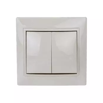 Выключатель скрытой установки, двухклавишный, 10 А, ABS пластик, IP20, слоновая кость, UNIVersal, Севиль, С0023