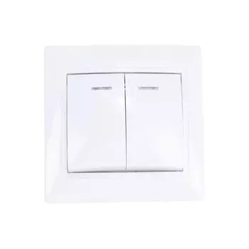 Выключатель скрытой установки, двухклавишный, 10 А, ABS пластик, подсветка, IP20, белый, UNIVersal, Севиль, С0123