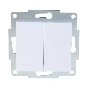 Выключатель скрытой установки, двухклавишный, без заземления, 10 А, 250 В, пластик, IP20, белый, Lezard, Karina, 707-0288-101