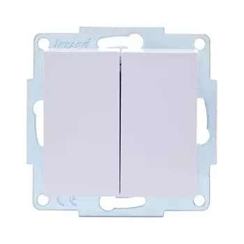 Выключатель скрытой установки, двухклавишный, без заземления, 10 А, 250 В, пластик, IP20, белый, Lezard, Vesna, 742-0288-101