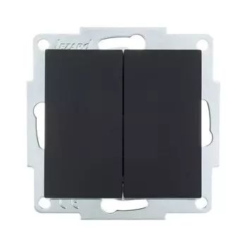 Выключатель скрытой установки, двухклавишный, без заземления, 10 А, 250 В, пластик, IP20, черный бархат, Lezard, Vesna, 742-4288-101