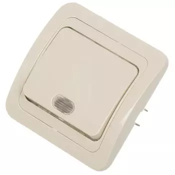 Выключатель скрытой установки, одноклавишный, без заземления, 10 А, ABS пластик, подсветка, IP20, слоновая кость, UNIVersal, Валери, Б-В0121