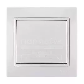 Выключатель скрытой установки, одноклавишный, без заземления, керамика, белый, со вставкой, Lezard, Mira, 701-0202-100