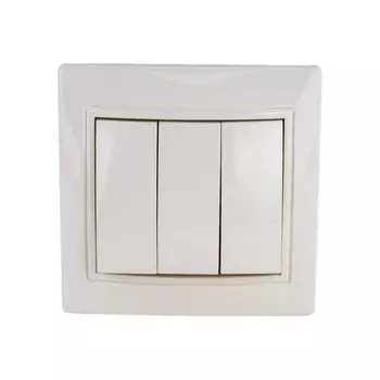 Выключатель скрытой установки, трехклавишный, 10 А, ABS пластик, IP20, слоновая кость, UNIVersal, Севиль, Б-С0043