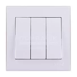 Выключатель скрытой установки трехклавишный Lezard Rain 703-0202-109, белый