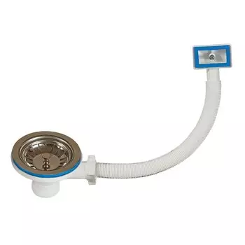 Выпуск для сифона, 3 1/2", с переливом, Сантехпродукт, Е-4007-1