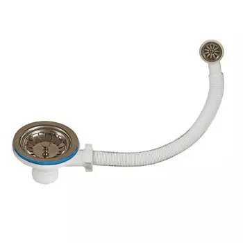 Выпуск для сифона, 3 1/2", с переливом, Сантехпродукт, Е-5007-1