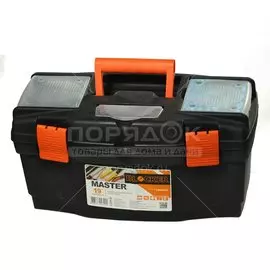 Ящик для инструментов, 19 '', 48.5х26х25.8 см, пластик, Blocker, Master, пластиковый замок, лоток и 3 органайзера, черный, оранжевый, BR6005ЧРОР