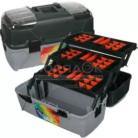 Ящик для инструментов, 22 '', 55х28х29.5 см, пластик, Profbox, Рыболовный, пластиковый замок, 3 выдвижных лотка, 2 органайзера, Е-55