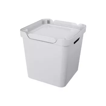 Ящик хозяйственный, 18 л, 28.6х28.6х28.6 см, с крышкой, светло-серый, Бытпласт, Luxe, 433242630