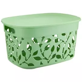 Ящик хозяйственный для хранения, 12 л, 37.5х26.5х20.5 см, с крышкой, мята, Idea, Флора, М 2363