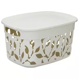 Ящик хозяйственный для хранения, 5.5 л, 28х20.5х15.5 см, с крышкой, белый ротанг, Idea, Флора, М 2362