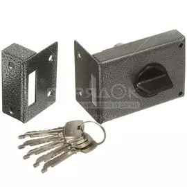 Замок накладной дверной, Аллюр, 3Н1-1А, 1 582, коробка, цилиндр, 5 ключей, серый