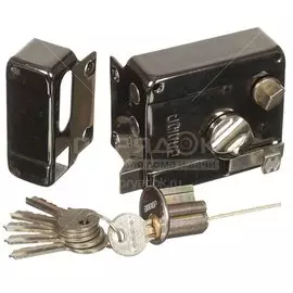 Замок накладной дверной, Аллюр, 556BN6R, 1 184, коробка, цилиндр, 5 ключей, темный никель