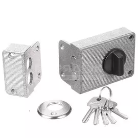 Замок накладной дверной, Аллюр, ЗН 1-3А, 1 577, коробка, цилиндр, 5 ключей, универсальный, серый