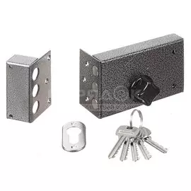 Замок накладной дверной, Аллюр, ЗН 1-5 А, 1 580, коробка, цилиндр, 5 ключей, серый