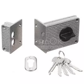 Замок накладной дверной, Аллюр, ЗН1А-1М, 6 675, коробка, цилиндр, 5 ключей, серый