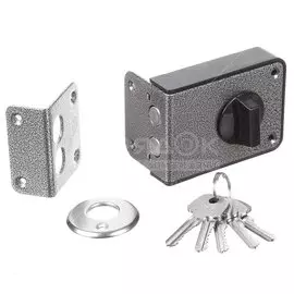 Замок накладной дверной, Аллюр, ЗН 1-3А-1, 1 578, коробка, цилиндр, 5 ключей, серый