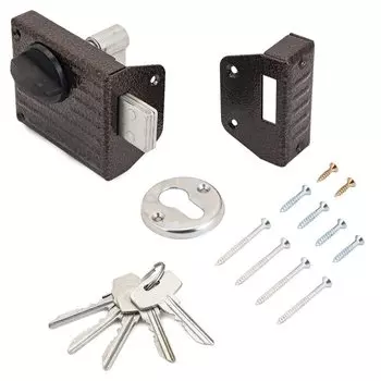 Замок накладной, Стандарт, ЗН1-2.1С, 7436/7550, цилиндр, английский ключ, 55 мм, медь, 4 ключа, коробка, медь