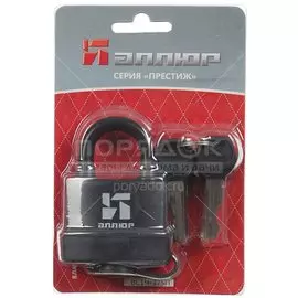 Замок навесной Аллюр, ВС1Ч-375П, 6 776, блистер, цилиндровый, влагонепроницаемый, черный, 58 мм, 6 ключей