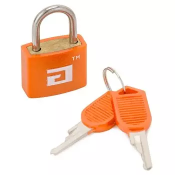 Замок навесной Аллюр, ВС1Л-20, 8 501, блистер, цилиндровый, оранжевый, для чемоданов, 2 ключа