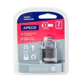 Замок навесной Apecs, PD-01-25, МВС-122, блистер, цилиндровый, 2 ключа