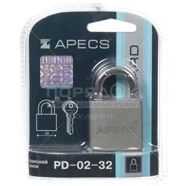 Замок навесной Apecs, PD-02-32, 17559, цилиндровый, 3 ключа