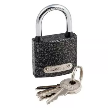 Замок навесной S-Locked, ВС 01-38, 121250, цилиндровый, серебристый/серый, 40 мм, 5 ключей