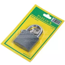 Замок навесной SPE13353A-4 333876, блистер, цилиндровый, серый, 38 мм