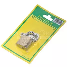 Замок навесной SPE13353A-7, блистер, цилиндровый, золотой, 20 мм, 2 ключа