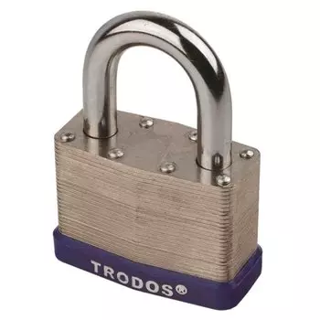 Замок навесной Trodos, ВС-SL10-50, 210 033, блистер, навесной, цилиндровый, хром, 2 ключа