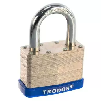 Замок навесной Trodos, ВС-SL10-65, 210 034, блистер, навесной, цилиндровый, хром, 2 ключа