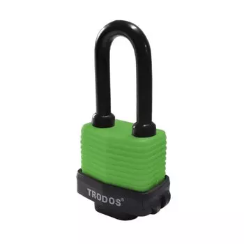 Замок навесной Trodos, ВС-SP-50L, 210 252, блистер, дисковый, всепогодный, зеленый, 3 ключа