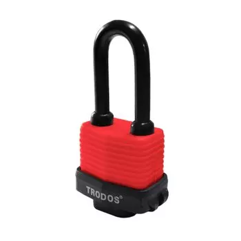 Замок навесной Trodos, ВС-SP-50L, 210 254, блистер, дисковый, всепогодный, красный, 3 ключа