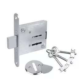 Замок врезной Абсолют, ЗВ8-4, БП-00013408, без ручки, сувальдный, 3 ключа, хром