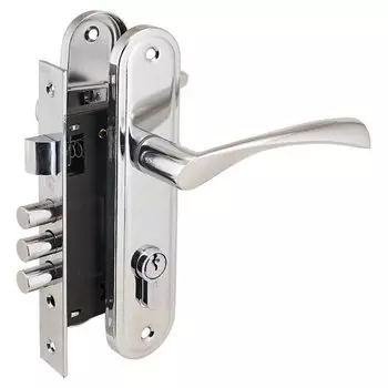 Замок врезной Аллюр, 103/3-61А(1203) CP, 6799, ручка в комплекте, цилиндровый, мал.корпус, хром