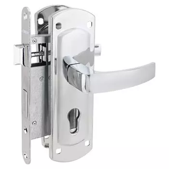 Замок врезной Аллюр, ЗВ4-1/55A CP, 7157, ручка в комплекте, без механизма, автомат для калиток, хром